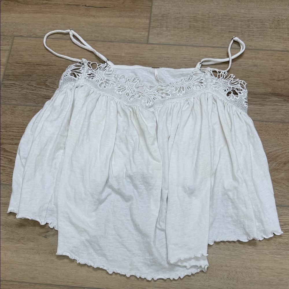 Free People White Camisole with Lace Detail